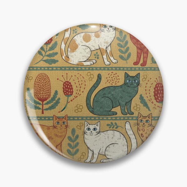 Item preview, Folk-Art Tapestry Cat Pattern with Aussie Botanicals designed and sold by TroyTheTerrific.