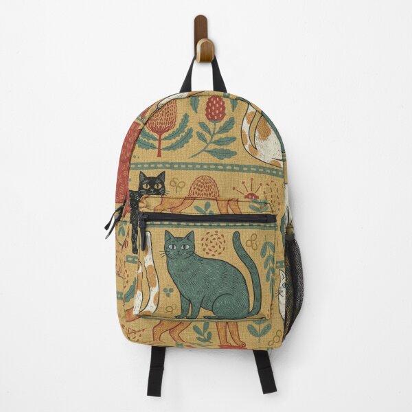 Item preview, Folk-Art Tapestry Cat Pattern with Aussie Botanicals designed and sold by TroyTheTerrific.