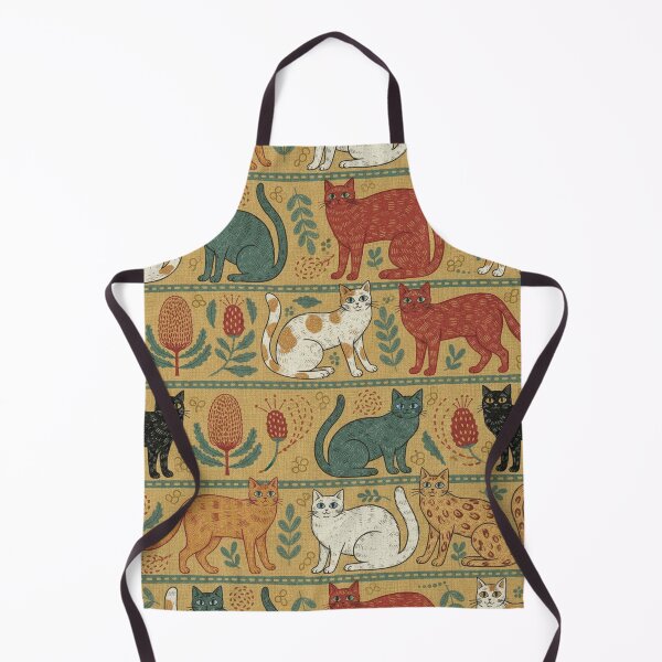 Item preview, Folk-Art Tapestry Cat Pattern with Aussie Botanicals designed and sold by TroyTheTerrific.