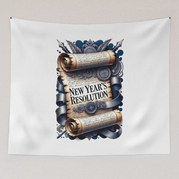 Item preview, New Year's Resolution T-Shirt, Ornate Scroll Premium Graphic, Evergreen Holiday Apparel designed and sold by YMLux.