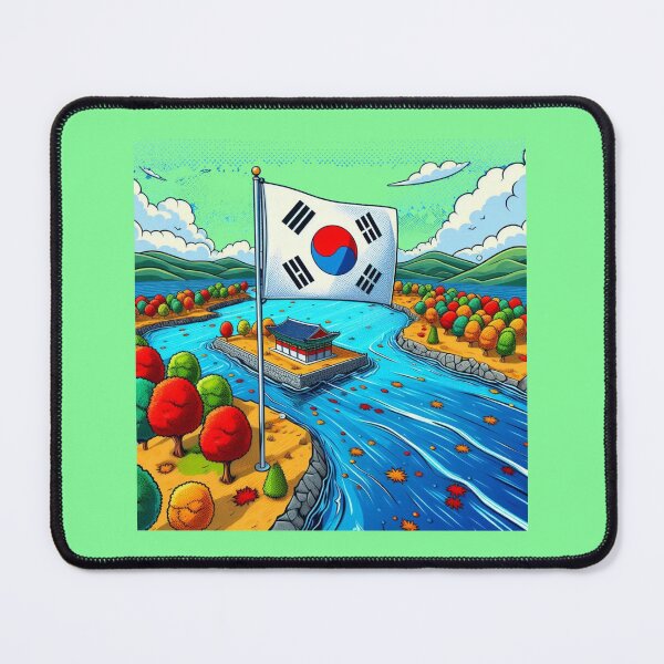 Item preview,  3D Comic Label – Korean Flag, Colorful Trees & Bright Blue Sea ,  designed and sold by PaintMeWorld.