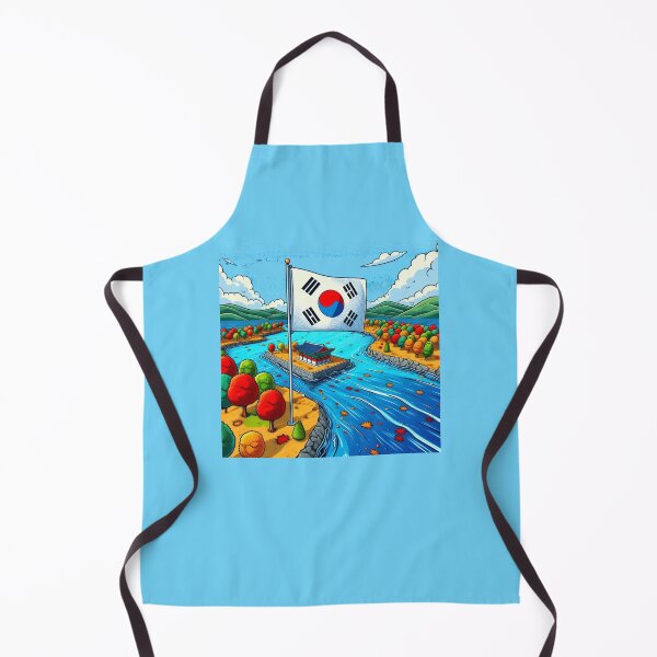 Item preview, 3D Comic Label – Korean Flag, Colorful Trees & Bright Blue Sea , designed and sold by PaintMeWorld.