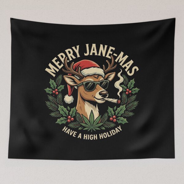 Item preview, Merry Jane-mas - Retro Stoner Reindeer Christmas High Holiday designed and sold by ARTReMi.