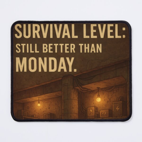 Item preview, Survival Level: Still Better Than Monday · Post-Apocalyptic Bunker Poster designed and sold by InNyutLab.