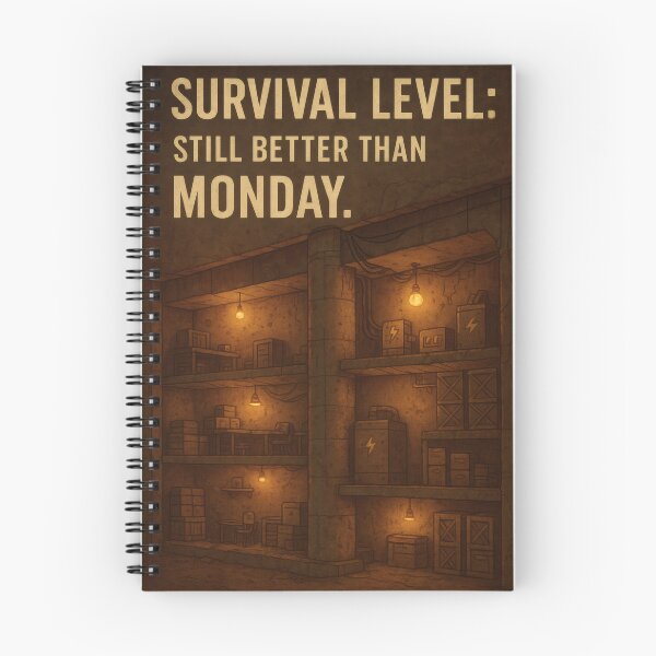 Item preview, Survival Level: Still Better Than Monday · Post-Apocalyptic Bunker Poster designed and sold by InNyutLab.