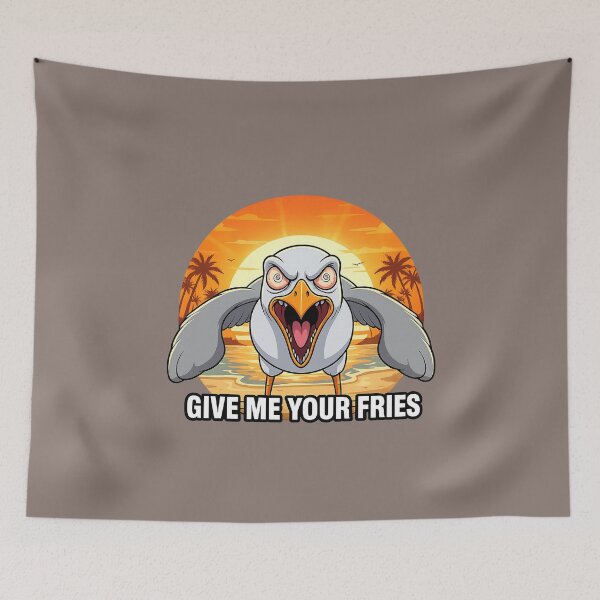 Item preview, Aggressive LA Seagull “Give Me Your Fries” Sticker designed and sold by YuliaHulia.