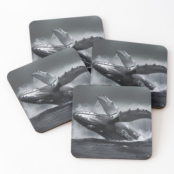 Item preview, Monochrome Humpback Whale Breach – Elegant Marine Wildlife Art designed and sold by ShadeScapeArt.