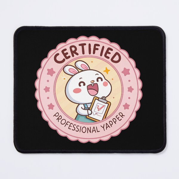 Item preview, Certified Professional Yapper Kawaii – Cute Cartoon Chatty Meme Badge designed and sold by VividOrganica.