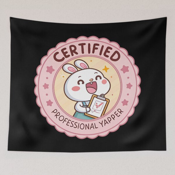 Item preview, Certified Professional Yapper Kawaii – Cute Cartoon Chatty Meme Badge designed and sold by VividOrganica.