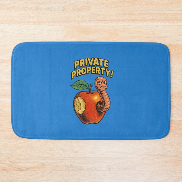 Item preview, Angry Worm Guarding an Apple – Retro “Private Property” Funny Design designed and sold by The Devil's Bargain.