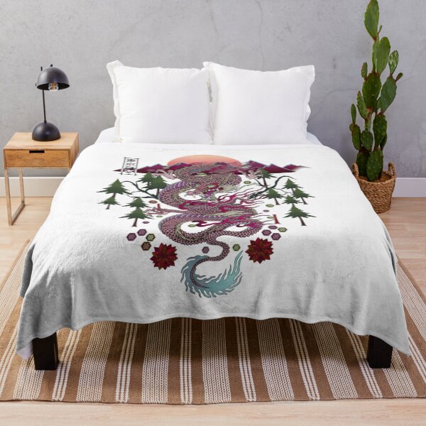 Item preview, Mystic Japanese Dragon in Mountain Forest – Neon Sunset Fantasy Art designed and sold by YYoYY.