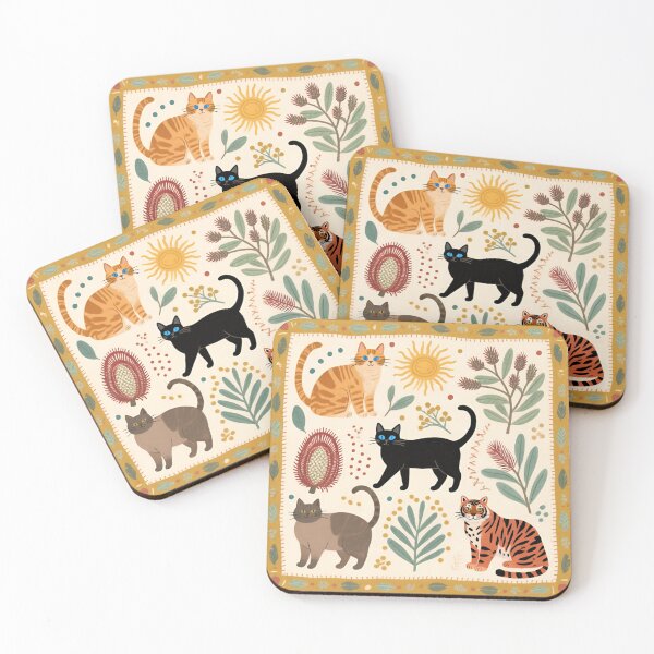 Item preview, Vintage Aussie Flora & Cats Decorative Pattern designed and sold by TroyTheTerrific.