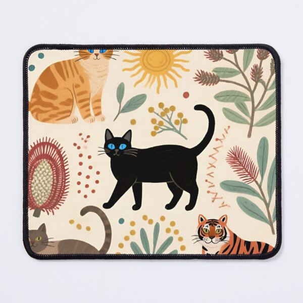 Item preview, Vintage Aussie Flora & Cats Decorative Pattern designed and sold by TroyTheTerrific.