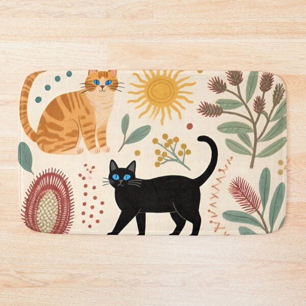 Item preview, Vintage Aussie Flora & Cats Decorative Pattern designed and sold by TroyTheTerrific.