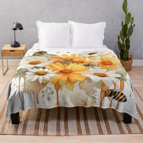 Item preview, Watercolor Bees and Golden Daisies 01 designed and sold by CharlieDesings.