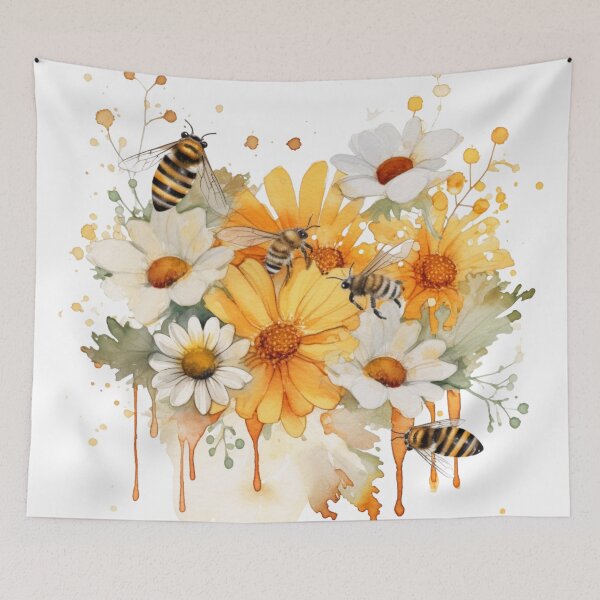 Item preview, Watercolor Bees and Golden Daisies 01 designed and sold by CharlieDesings.