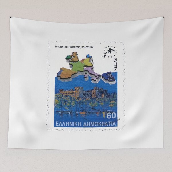 Item preview, Greek Map Greece Skyline Postage Stamp designed and sold by red-amber65.