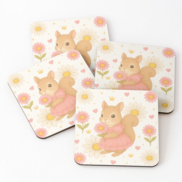 Item preview, Cute Squirrel in a Pink Dress with Flowers - Cream designed and sold by HIMEKARI.