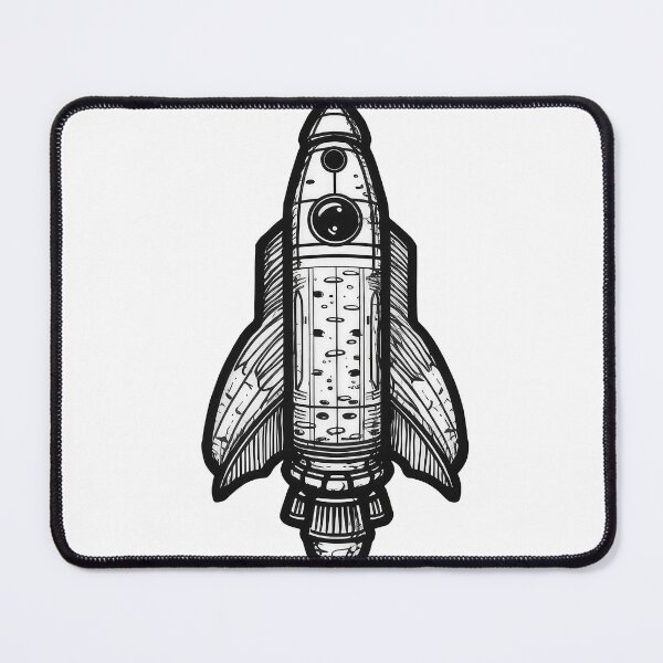 Item preview, Retro Rocket in Monochrome Illustration designed and sold by rainseedart.