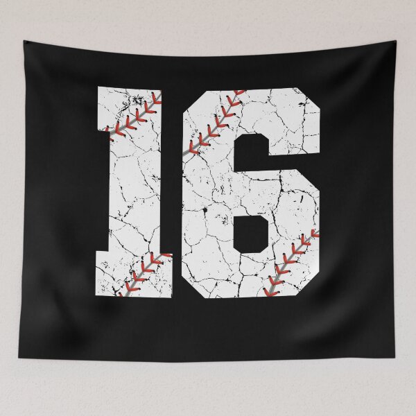 Item preview, Baseball Birthday 16 Distressed Number with Red Stitches designed and sold by JRRTs.