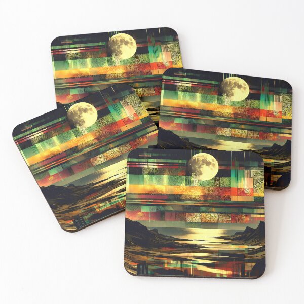 Item preview, Aurora Over the Midnight Sound | Abstract Northern Lights Landscape  designed and sold by Stoneflower-Art.