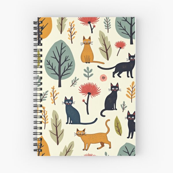 Item preview, Playful Autumn Cat Illustration Pattern designed and sold by TroyTheTerrific.