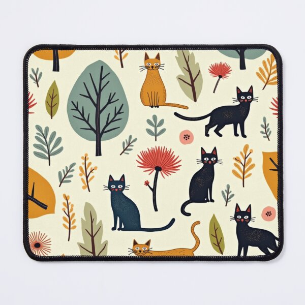 Item preview, Playful Autumn Cat Illustration Pattern designed and sold by TroyTheTerrific.