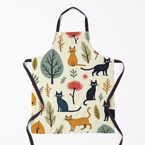 Item preview, Playful Autumn Cat Illustration Pattern designed and sold by TroyTheTerrific.