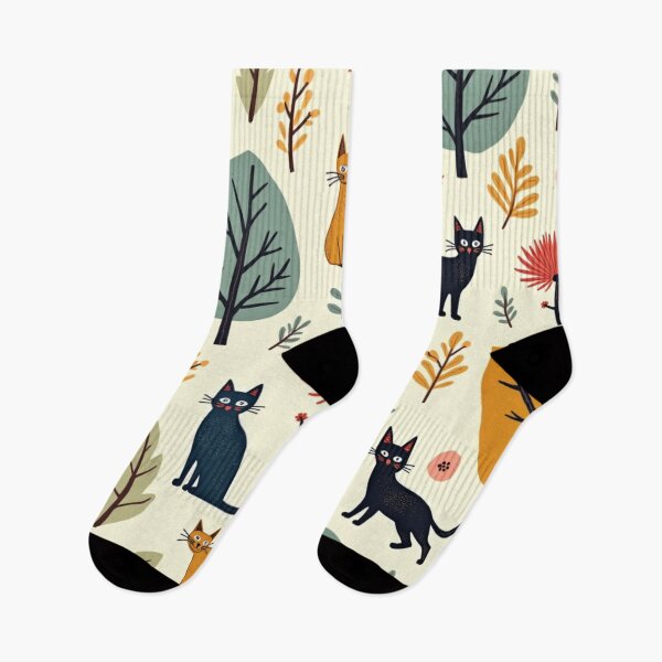 Item preview, Playful Autumn Cat Illustration Pattern designed and sold by TroyTheTerrific.