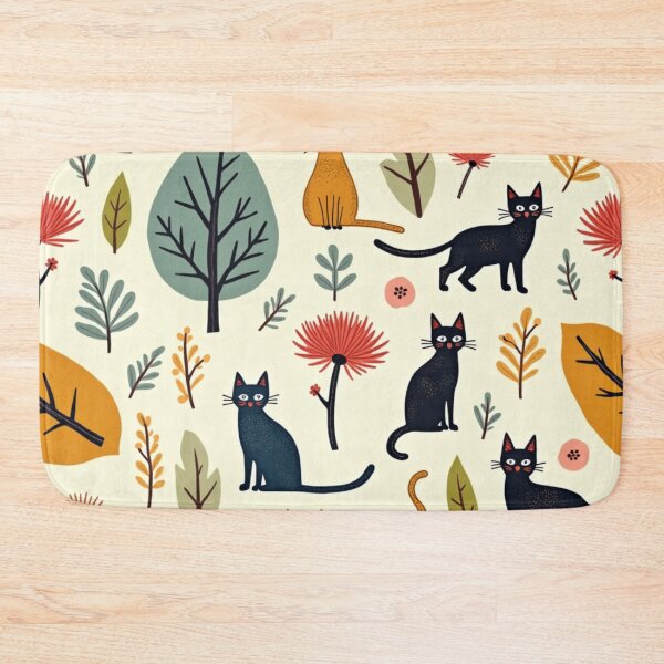 Item preview, Playful Autumn Cat Illustration Pattern designed and sold by TroyTheTerrific.
