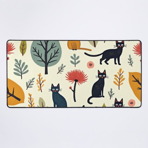 Item preview, Playful Autumn Cat Illustration Pattern designed and sold by TroyTheTerrific.