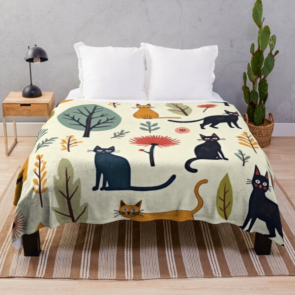 Item preview, Playful Autumn Cat Illustration Pattern designed and sold by TroyTheTerrific.