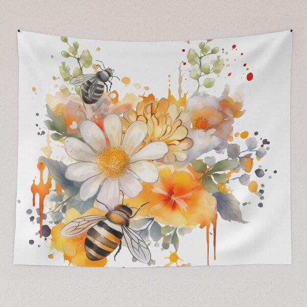 Item preview, Watercolor Bees and Golden Daisies 03 designed and sold by CharlieDesings.