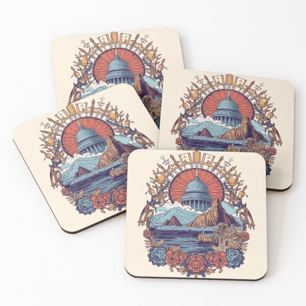 Item preview, Ornate Capitol Building Landscape Crest - Vintage Travel Emblem with Mountains, Lake, and Roses designed and sold by HimBoo.