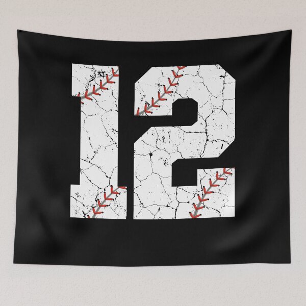Item preview, Baseball Birthday 12 Distressed Number with Red Stitches designed and sold by JRRTs.