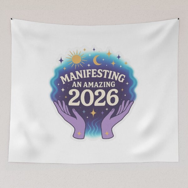 Artikelvorschau, Manifestiere einen fantastischen Sticker für 2026 – Himmlische magische Hände entworfen und verkauft von Gurjeetpixelart.