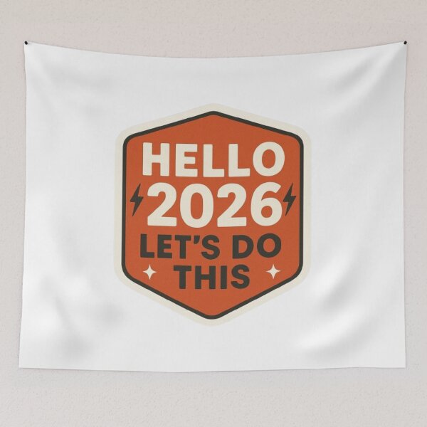 Item preview, Hello 2026 Let’s Do This Sticker – Motivational Badge Design designed and sold by Gurjeetpixelart.