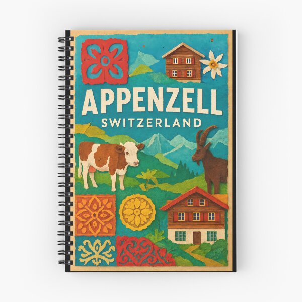 Artikelvorschau, Appenzell Schweiz Collage Poster – Chalet & Edelweiß Motive entworfen und verkauft von Cosmopolis.
