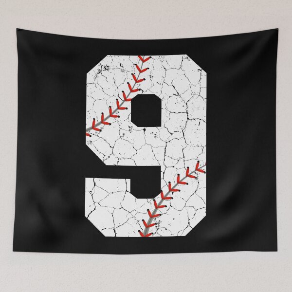 Item preview, Baseball Birthday 9 Distressed Number with Red Stitches designed and sold by JRRTs.