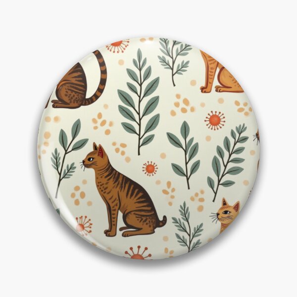 Item preview, Botanical Tiger-Stripe Cat Pattern designed and sold by TroyTheTerrific.