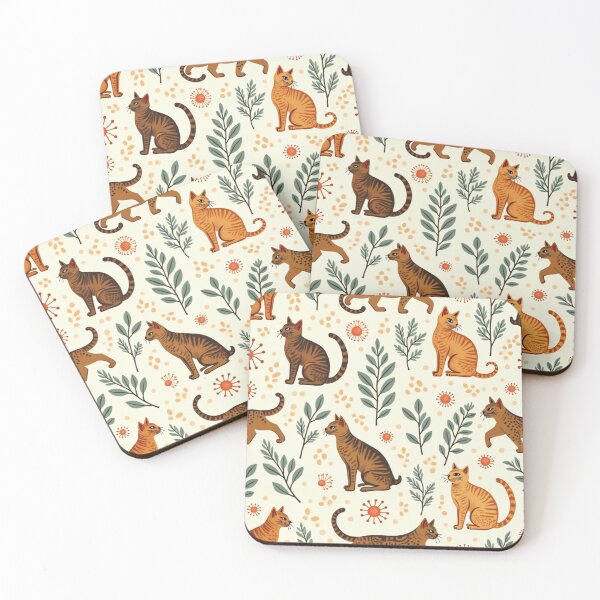 Item preview, Botanical Tiger-Stripe Cat Pattern designed and sold by TroyTheTerrific.