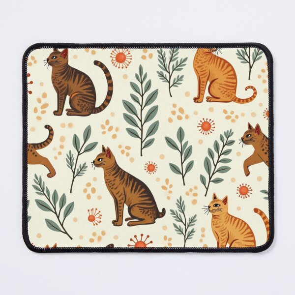 Item preview, Botanical Tiger-Stripe Cat Pattern designed and sold by TroyTheTerrific.