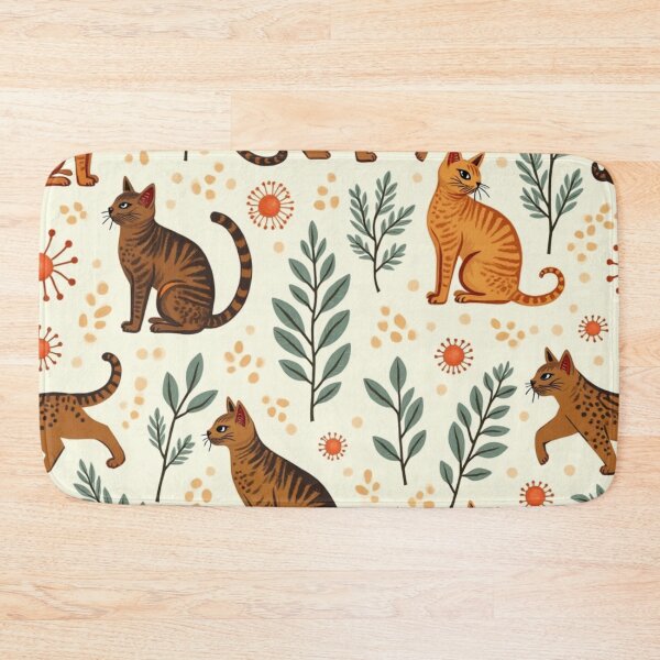 Item preview, Botanical Tiger-Stripe Cat Pattern designed and sold by TroyTheTerrific.