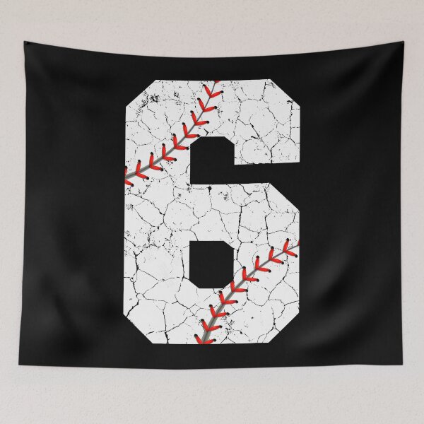 Item preview, Baseball Birthday 6 Distressed Number with Red Stitches designed and sold by JRRTs.