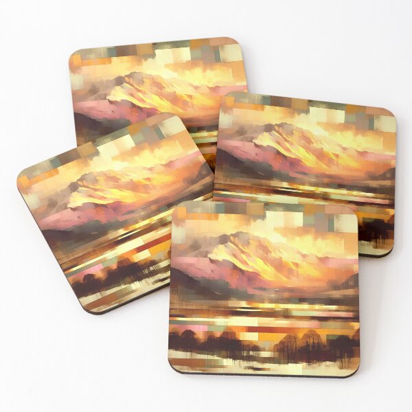Item preview, Snow Over Snowdonia | Abstract Sunrise Mountain Landscape designed and sold by Stoneflower-Art.