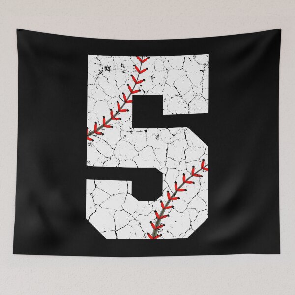 Item preview, Baseball Birthday 5 Distressed Number with Red Stitches designed and sold by JRRTs.