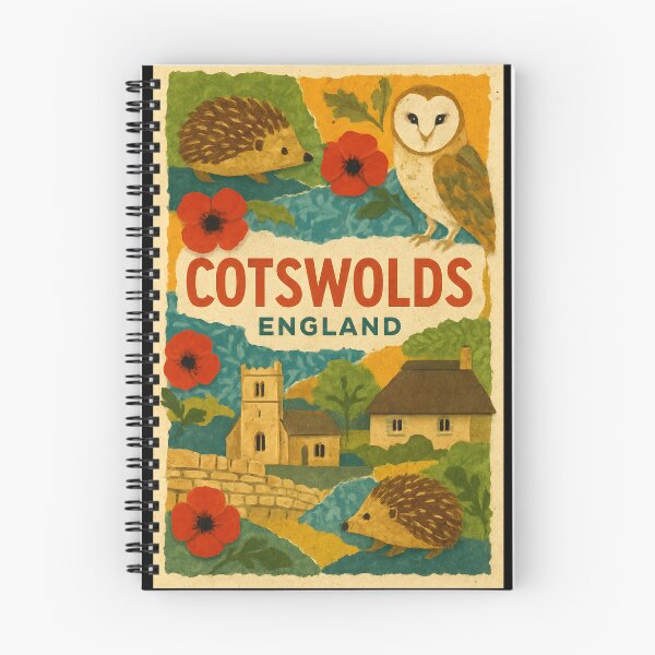 Item preview, Cotswolds Culture Collage Travel Poster - Thatched Roof Motif designed and sold by Cosmopolis.