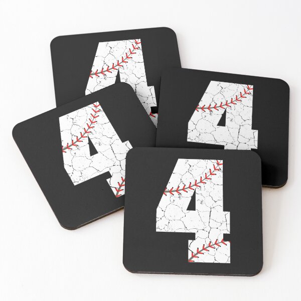 Item preview, Baseball Birthday 4 Distressed Number with Red Stitches designed and sold by JRRTs.