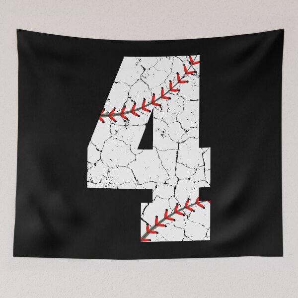 Item preview, Baseball Birthday 4 Distressed Number with Red Stitches designed and sold by JRRTs.