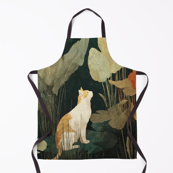 Item preview, Orange and white cat in a tropical garden designed and sold by MossyMeows.
